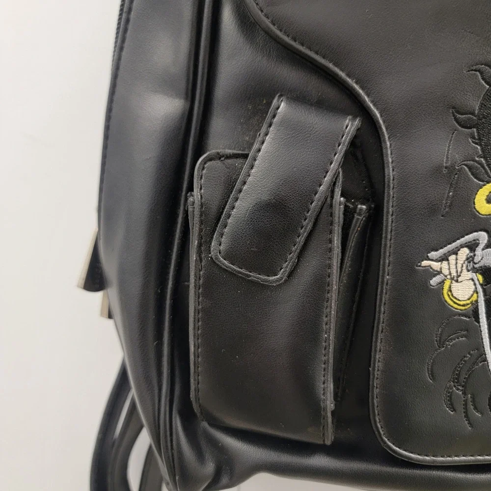 Vintage 2002 Betty Boop Biker Motorcycle Mini Backpack Black Faux‎ Leather Y2K
